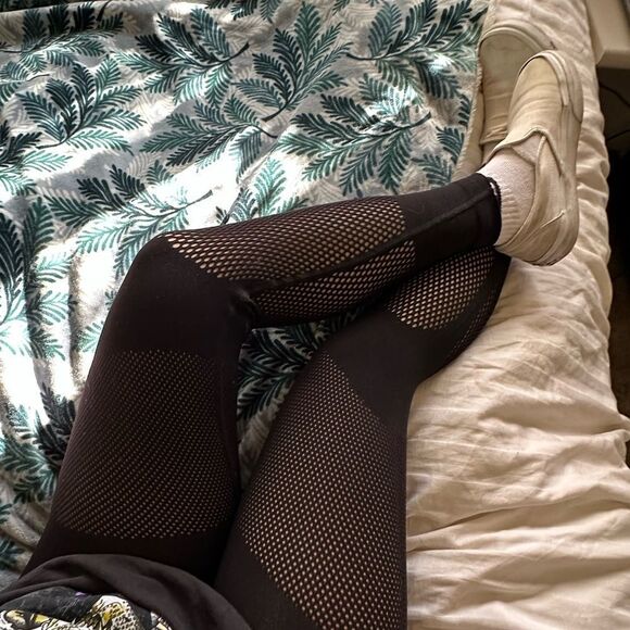 Free People Movement Black Yoga Leggings with netting design - Picture 2 of 10